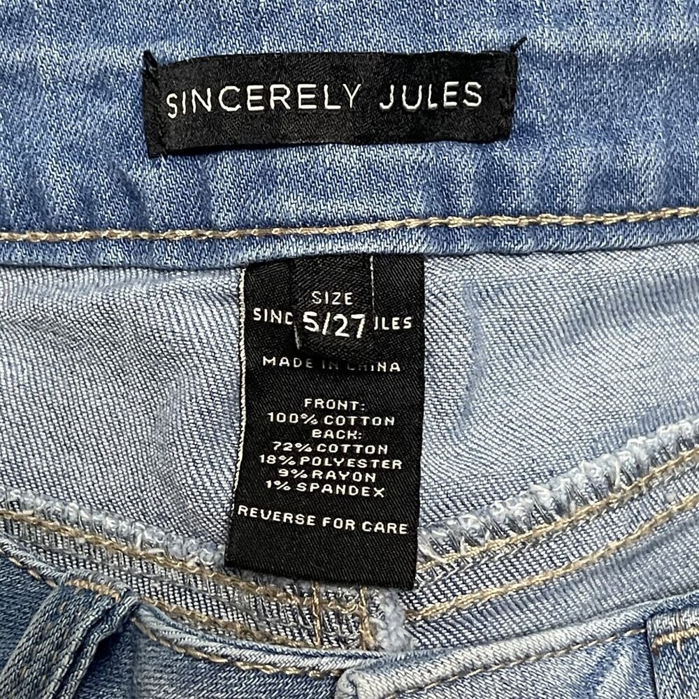Sincerely Jules Womens High-Waisted Light Blue Distressed StraightLeg Jeans 5/27 - Picture 2 of 5